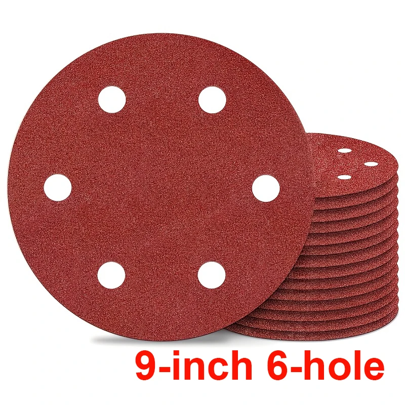 

9-inch 6-hole sandpaper - compatible with track polishing machines - suitable for wood, paint, surface preparation - multifuncti