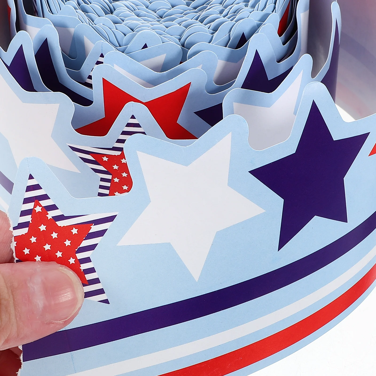 

Independence Day Star Border Sticker Bulletin Board Decor Removable Coated Paper Sticker 1 Roll Festival Decoration Classroom