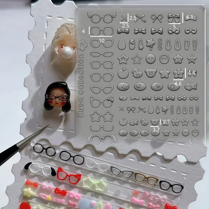 Niedliche Mini-Puppenkopf 3D-Nagel-Silikonform, Multi-Style-Charaktergesicht DIY-Nagelkunst-Charms – Detail 8