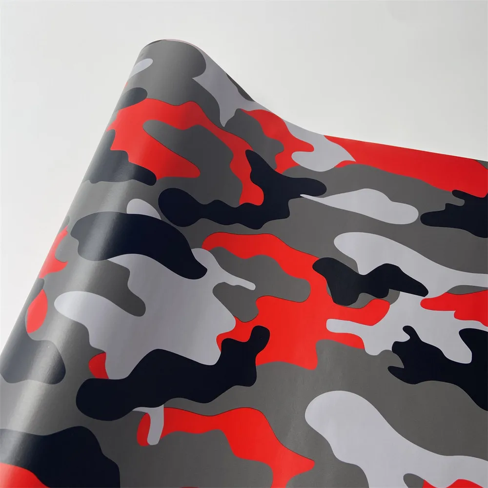 

Red Camouflage Pattern Vinyl Wrap Film Self-Adhesive Sheet for Auto Car Motorcycle Bike Laptop Console with Air Release
