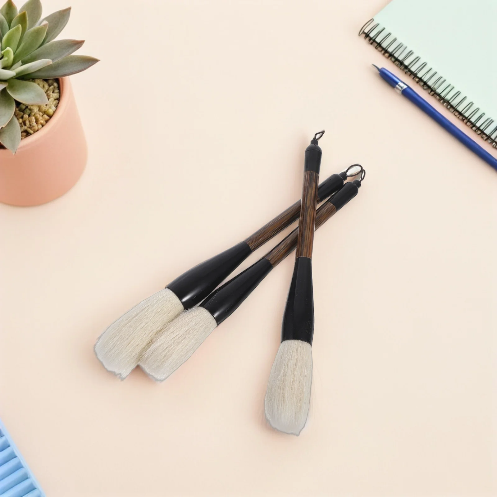 

3pcs Chinese Calligraphy Brushes Goat Hair Soft Tip Painting Tools Watercolor Ink Art Studio Cultural Craft Design Large