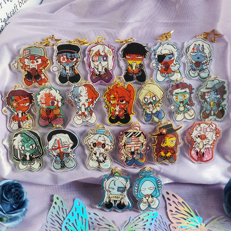 Llavero de Anime CountryHumans, llavero divertido de dibujos animados para hombres y mujeres, figura Kawaii creativa, dijes, llavero acrílico, regalos colgantes