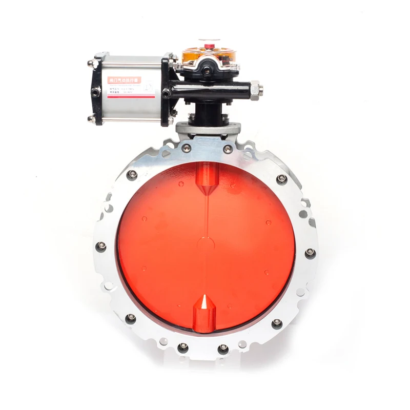 Válvula borboleta pneumática de poeira, placa de liga de alumínio, pó dn100, flange única/dupla, válvula borboleta, estação de mistura de cimento