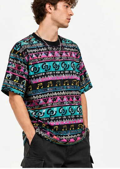 2026 Bohemian Ethnic Striped All Over Print T-shirt Unisex Vintage Tribal Geometric Tee Summer Lose Short Sleeve Streetwear Tops