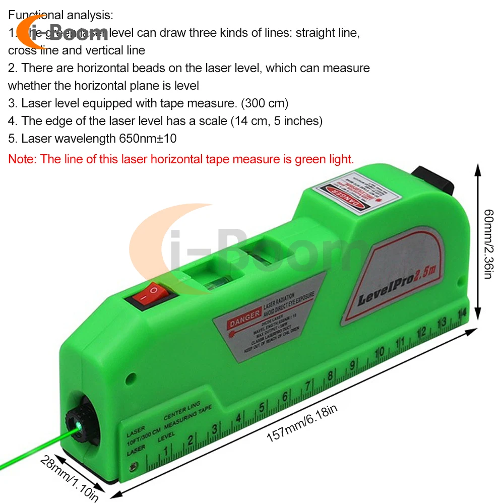 Adjustable Vertical Horizontal Dual Line Laser Level 4 in 1 Laser Level Laser Tape Measure with Infrared Compact Level Portable