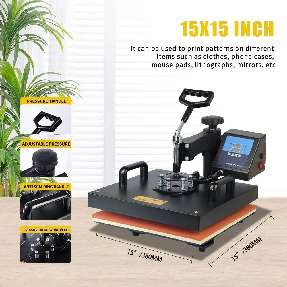 Cheap 38*38CM 5 in 1 Combo Heat press Machine Sublimation Printer 2D Heat Transfer Machine for Cap Mug Plate Tshirts CE Approved