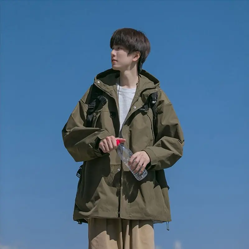 Men's Simple Retro Windproof Waterproof Windbreaker 2025 New Arrival Stylish Spring Autumn Autumn Winter Outerwear