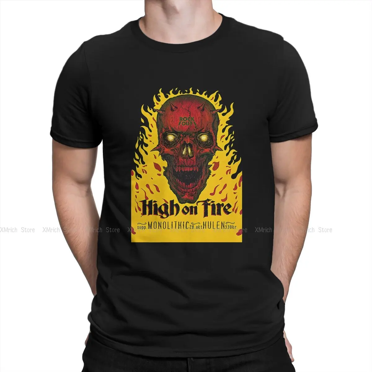 Angry Man's TShirt High on fire O Neck Tops Fabric T Shirt Humor High Quality Gift Idea