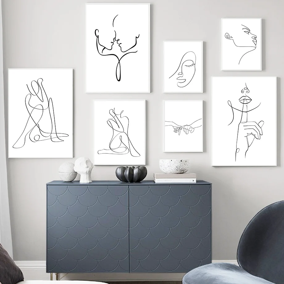Abstract Minimalist Line Woman Wall Art Canvas Painting Nordic Aesthetic Posters And Prints Wall Pictures For Living Room Decor
