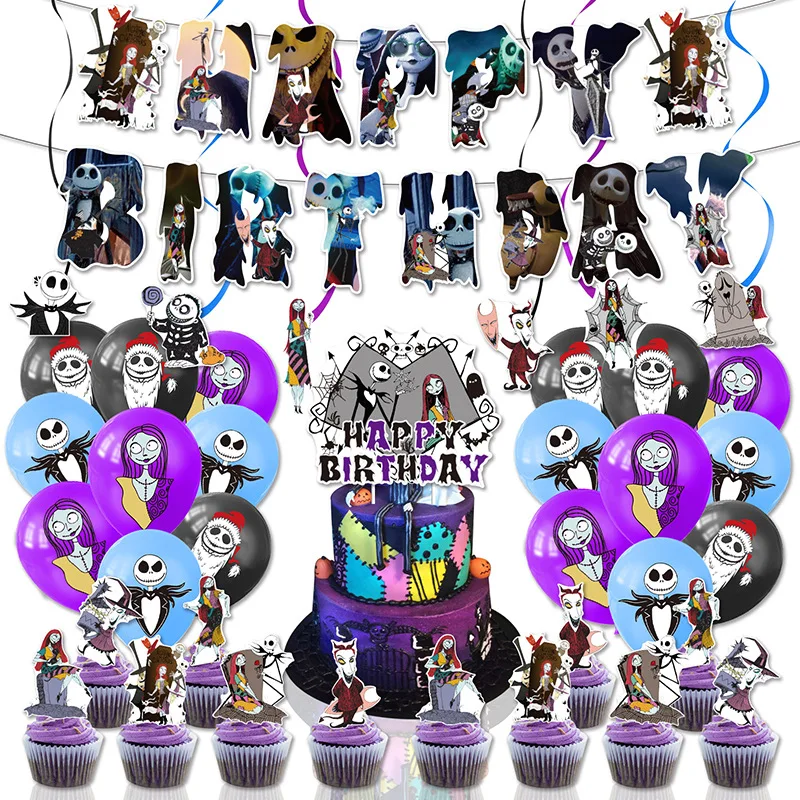 The Nightmare Before Christmas Cosplay Theme Supplies Decoration Birthday Party Decor Set Balloons Kids Boy Jack Skellington