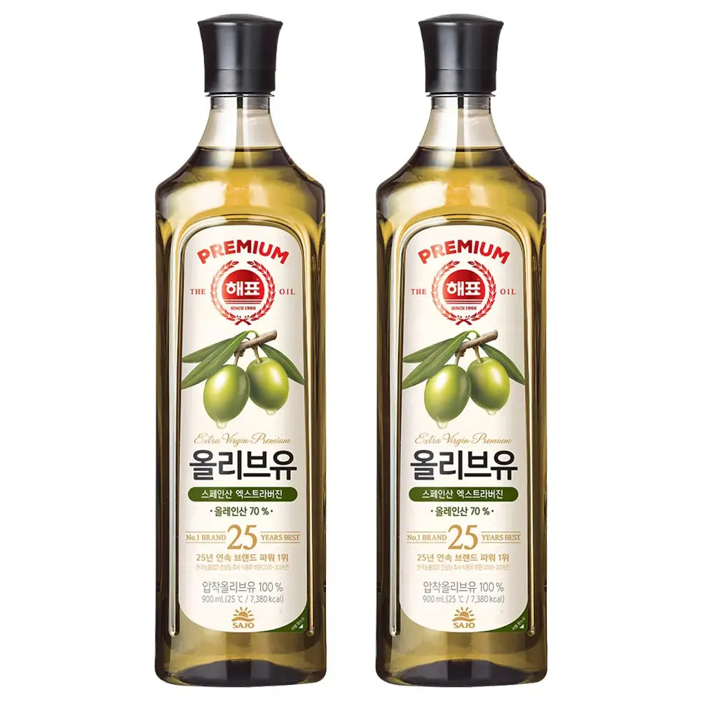 [Tienda oficial Sajo] Aceite de oliva prensado en frío virgen extra Haepyo 900 ml * 2 botellas