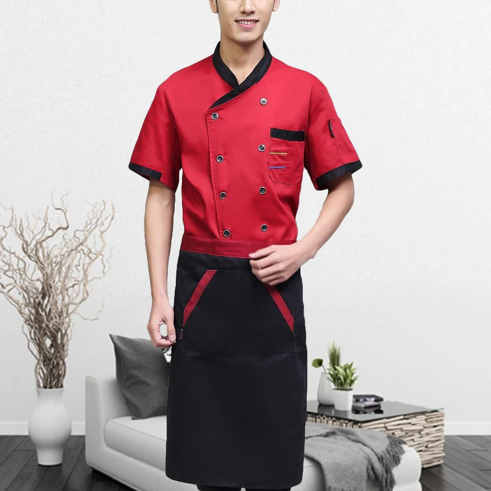 

Universal Shirts Chef Coat Men Red Short Catering Jackets Apparel Sleeve Uniform
