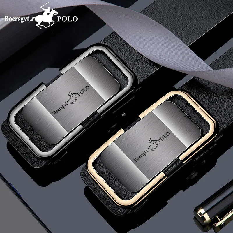 ​ ​ Модный деловой мужской ремень — кожаный пояс с автоматической пряжкой для профессионалов молодежи и среднего возраста, универсальный стиль