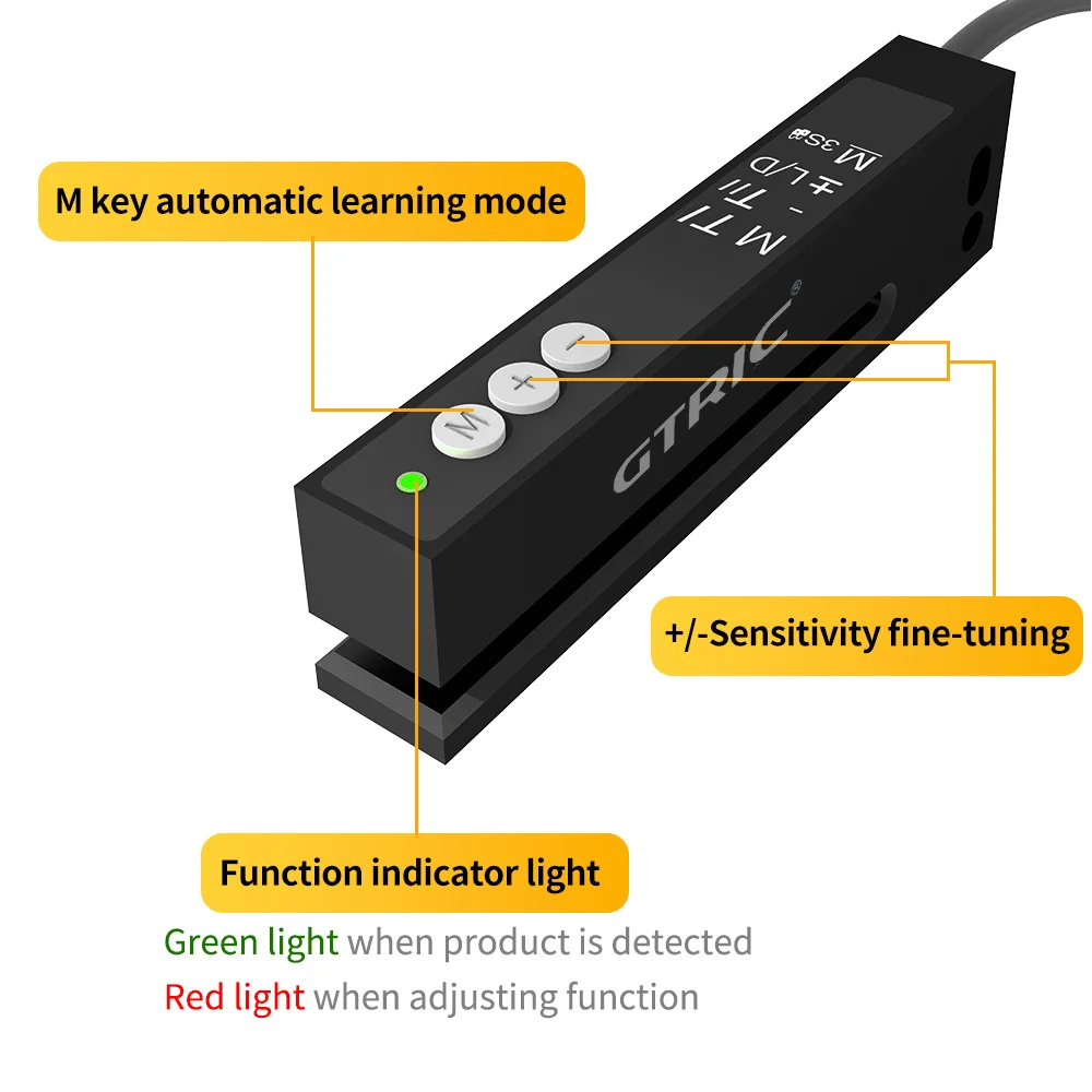 GTRIC Label Detection Sensor Photoelectric Switch High Speed  Slot Optical Sensor 12-24V DC NPN PNP Non-transparent Gap Labels