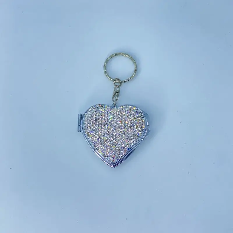 Diamond-Encrusted Foldable Small Mirror Creative/portable Double-Sided Cute Handheld Clamshell Type Can Stand for Girls