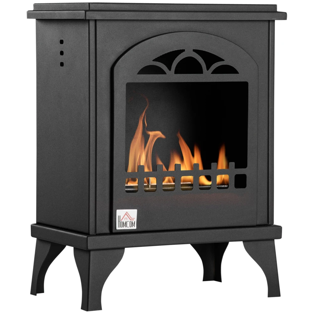 

Ethanol Fireplace, 9.75" Freestanding Stove Heater 0.32 Gal Max 470 Sq. Ft., Burns up to 3 Hours, Black