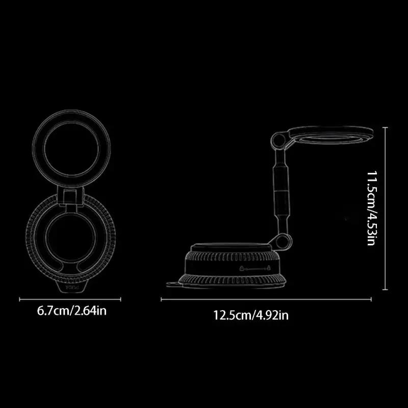 96BA Zwei-Wege-Telefonhalter mit abnehmbarer Saugnapf- und Magnethalterung für Porträts – Detail 6