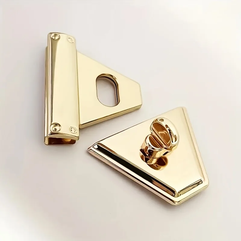 2/3/5Pcs Triangle Turn Lock Clasp Gold Metal Purse Twist Lock Handbag Hardware Closure DIY Crochet Bag & Wallet Replacement Lock