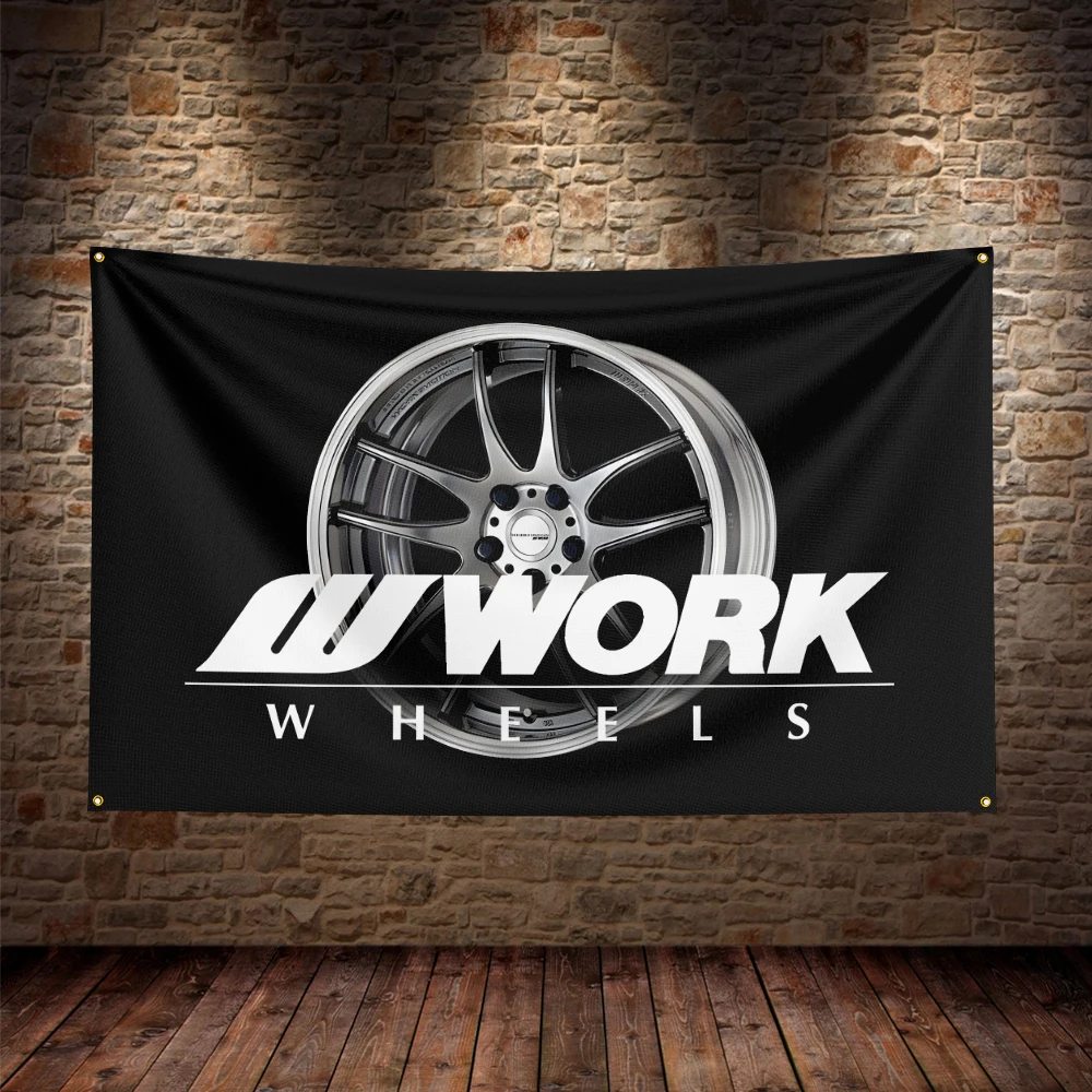 3X5Ft Work Wheels Flag Polyester Printed Car Banner For Decor