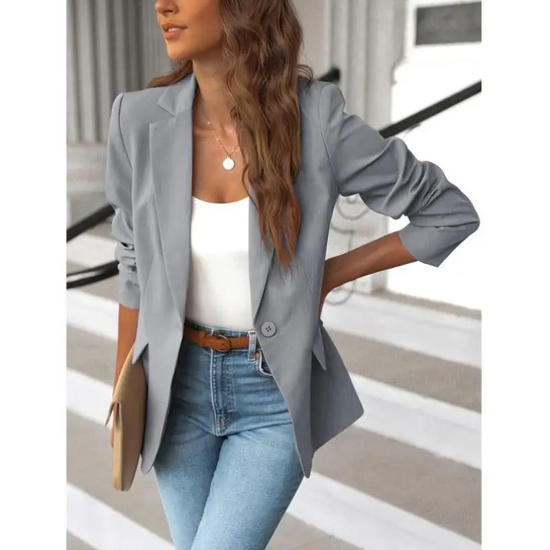 

ket Liner Casual Open Front Single Button Long Sve Women's Sle Autumn Season Seven Quarter Sve T-irt And orts