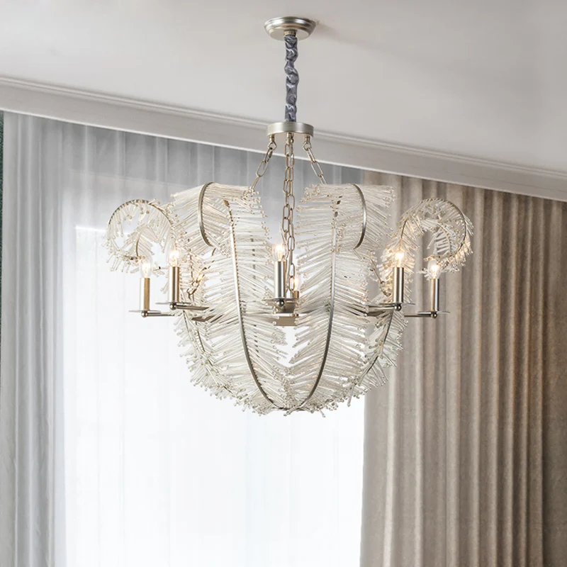 

Creative design French romantic wrought iron restaurant chandelier B & B bedroom villa American light luxury glass living room l