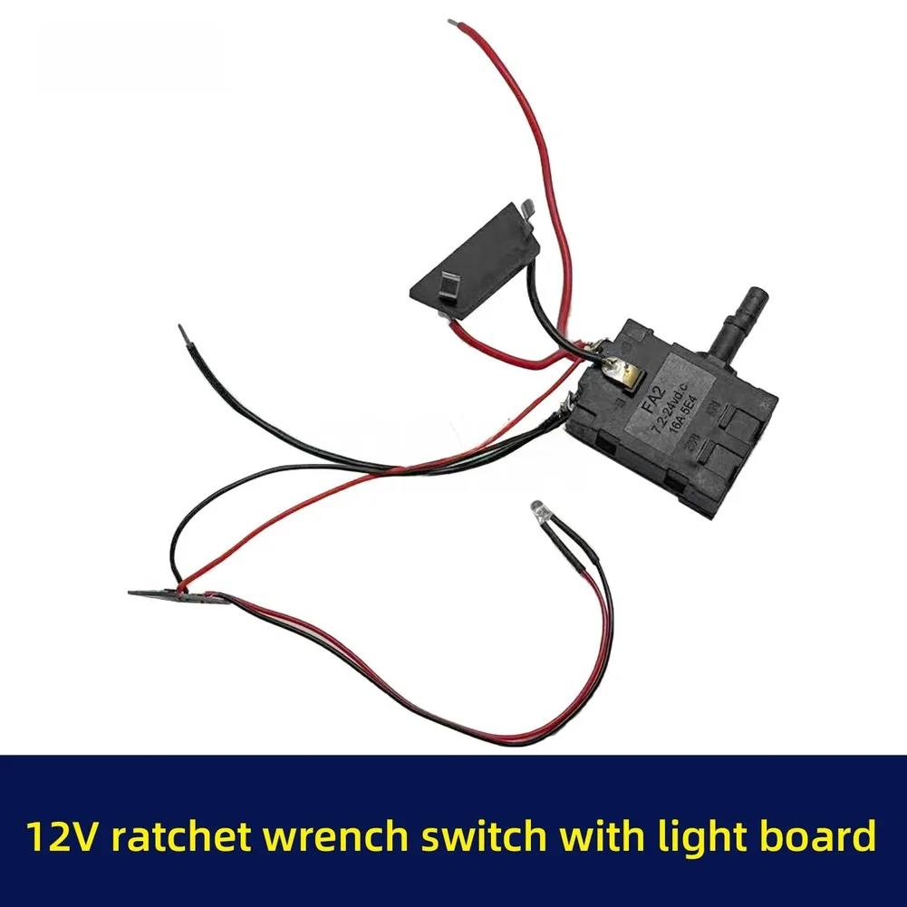 12V LED Illuminated Right Angle Electric Ratchet Wrench Switch for Vehicle Tools Plastic Housing 3.9 x 1.6 x 2.8 cm