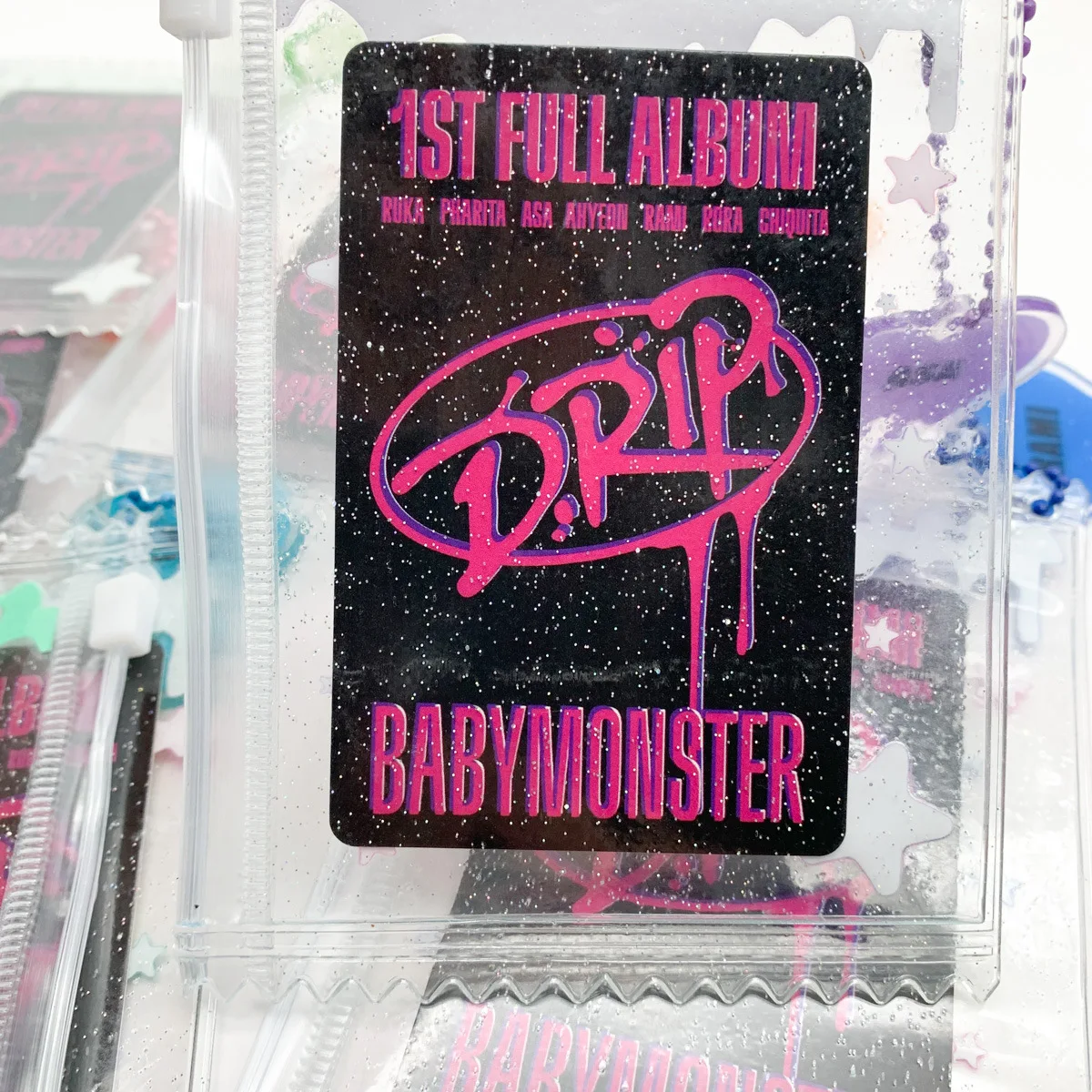 Kpop Babymonster DRIP PVC Card Holder Keychains Rami Chiquita Ahyeon ASA Candy Color ID Bus Photo Cards Collect Case Fans Gifts