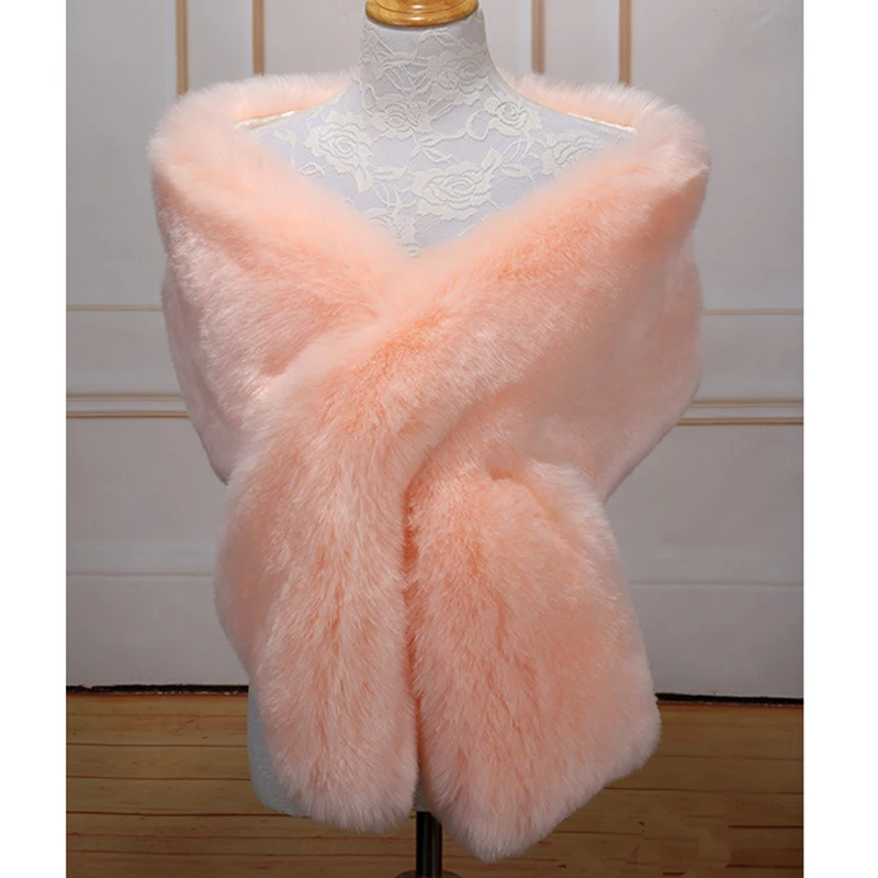 New Winter Warm Faux Fox Fur Long Shawl Stole Shrug Scarf Bridal Wedding Dress Jacket Bolero Women Party Capes Elegant Fur Wraps