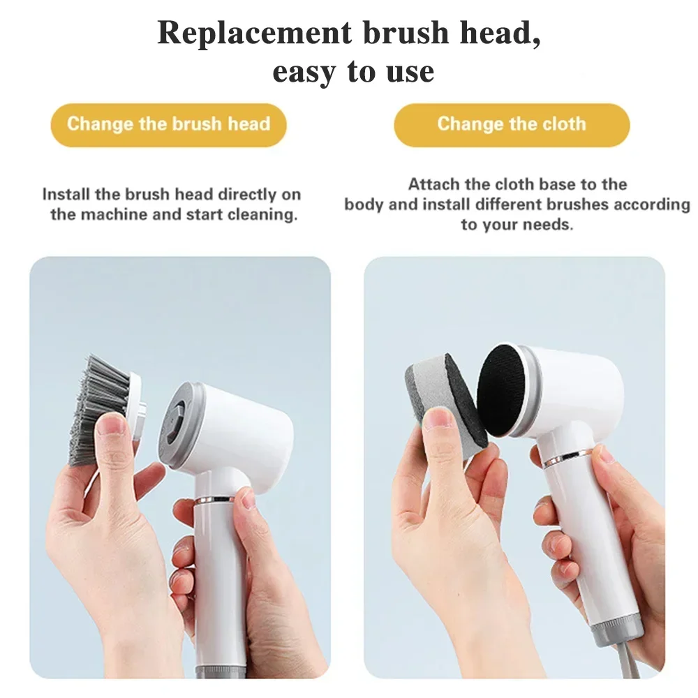 Electric Household Cleaning Brush Rechargeable Power Spin Scrubber With Multifunctional Replacement Heads Bathroom Cleaning