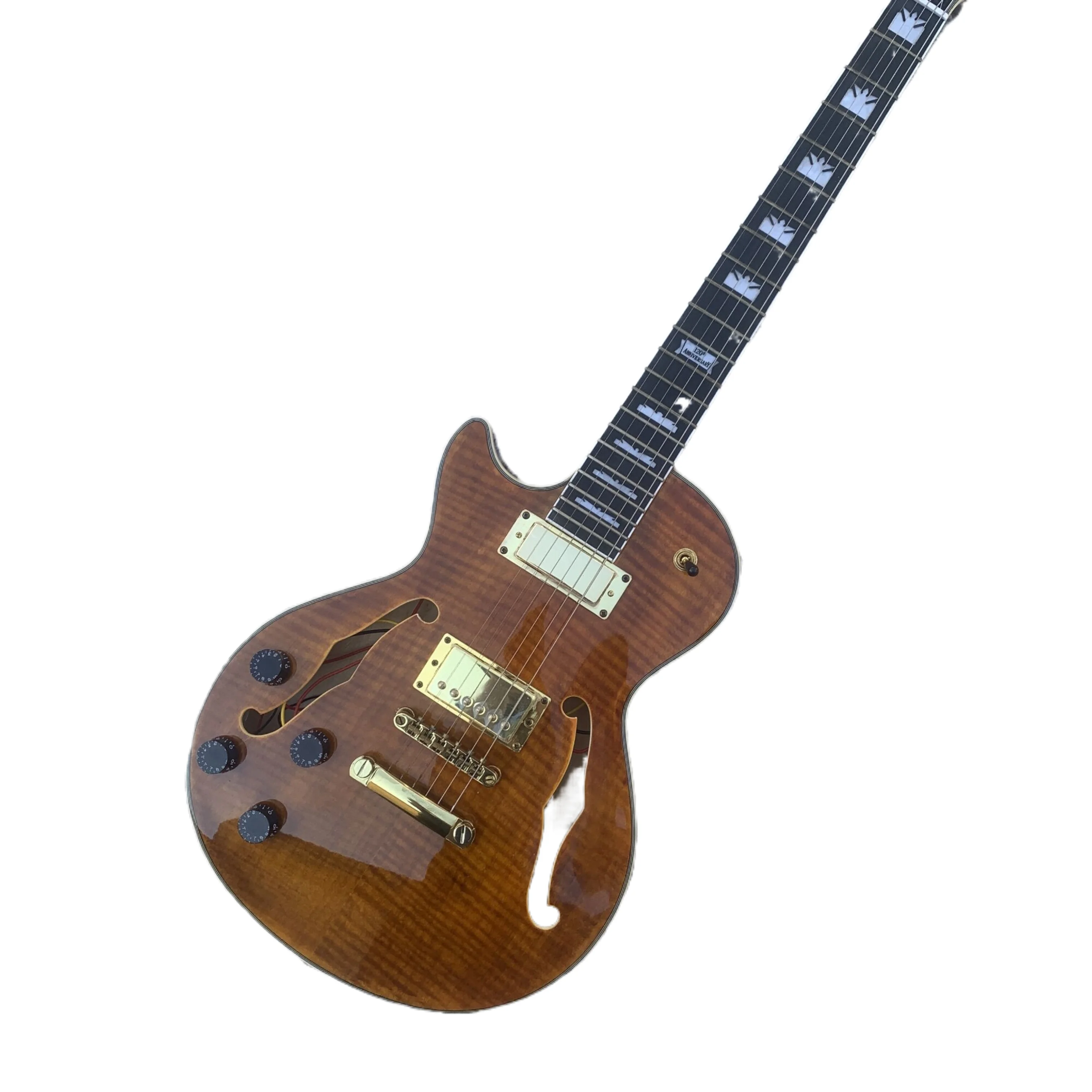 

Left lefty Hand handed left-hand jazz hollow body f hole electric guitar with both flamed maple top