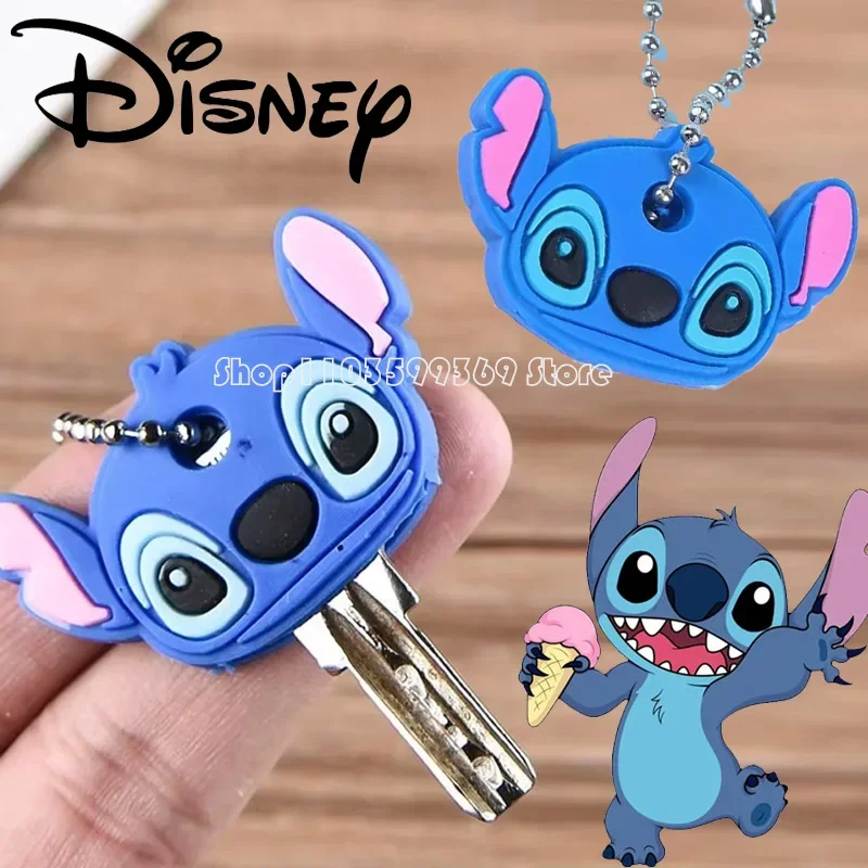 

Cartoon Stitch Key Protective Caps Anime Disney Lilo & Stitch Modeling Silicone Key Cover Portable Keychain Holder