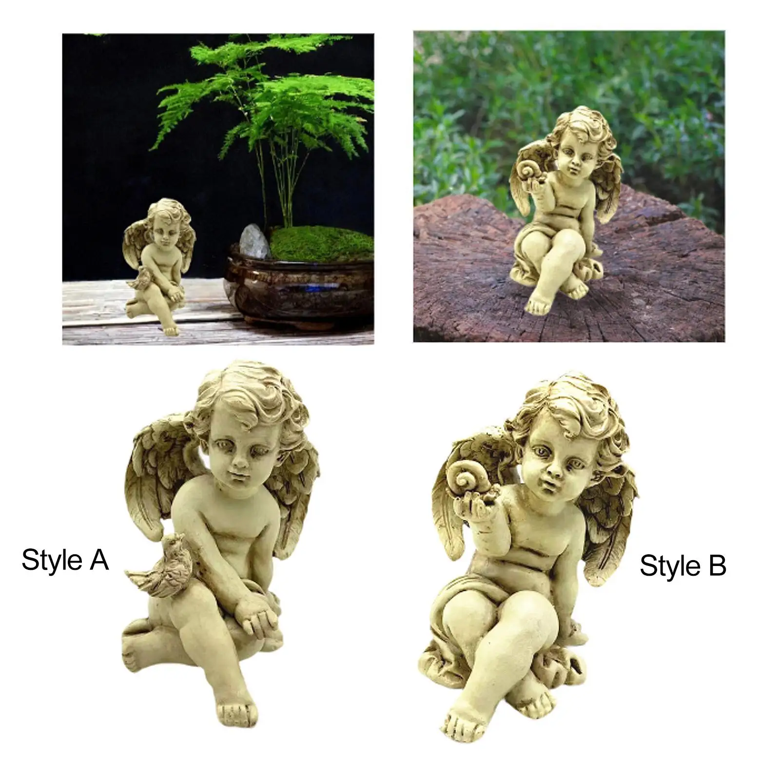 

Angel Figurine Desktop Statue Cute European Decorative Resin Ornament Garden