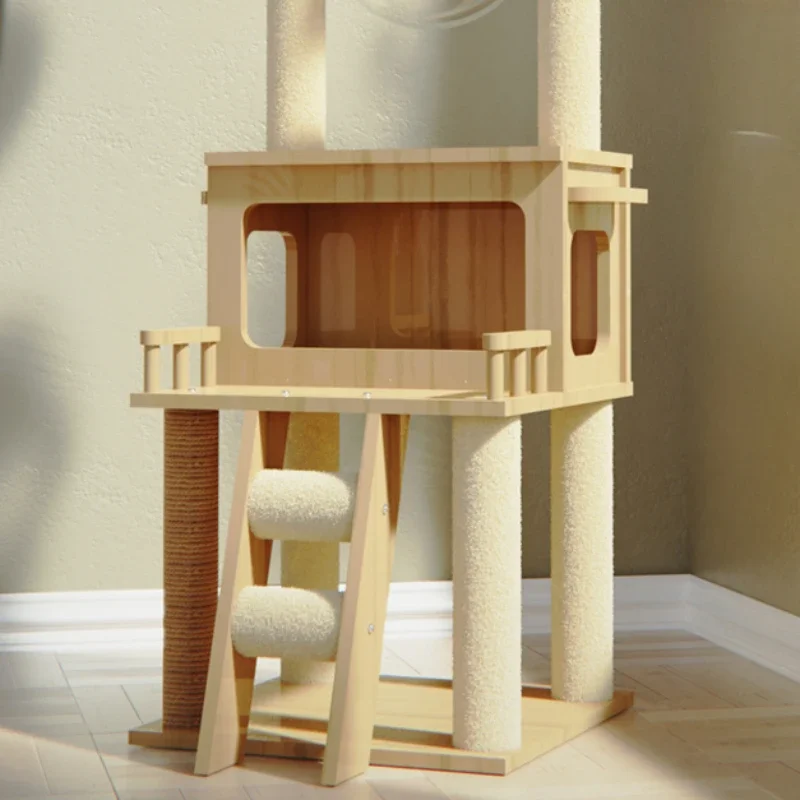 Tower Wood Cat Scrapers Toys Nest High Claw Sharpener Board Cat Scrapers Cute Tree Home Drapak Dla Kota Cat Supplies