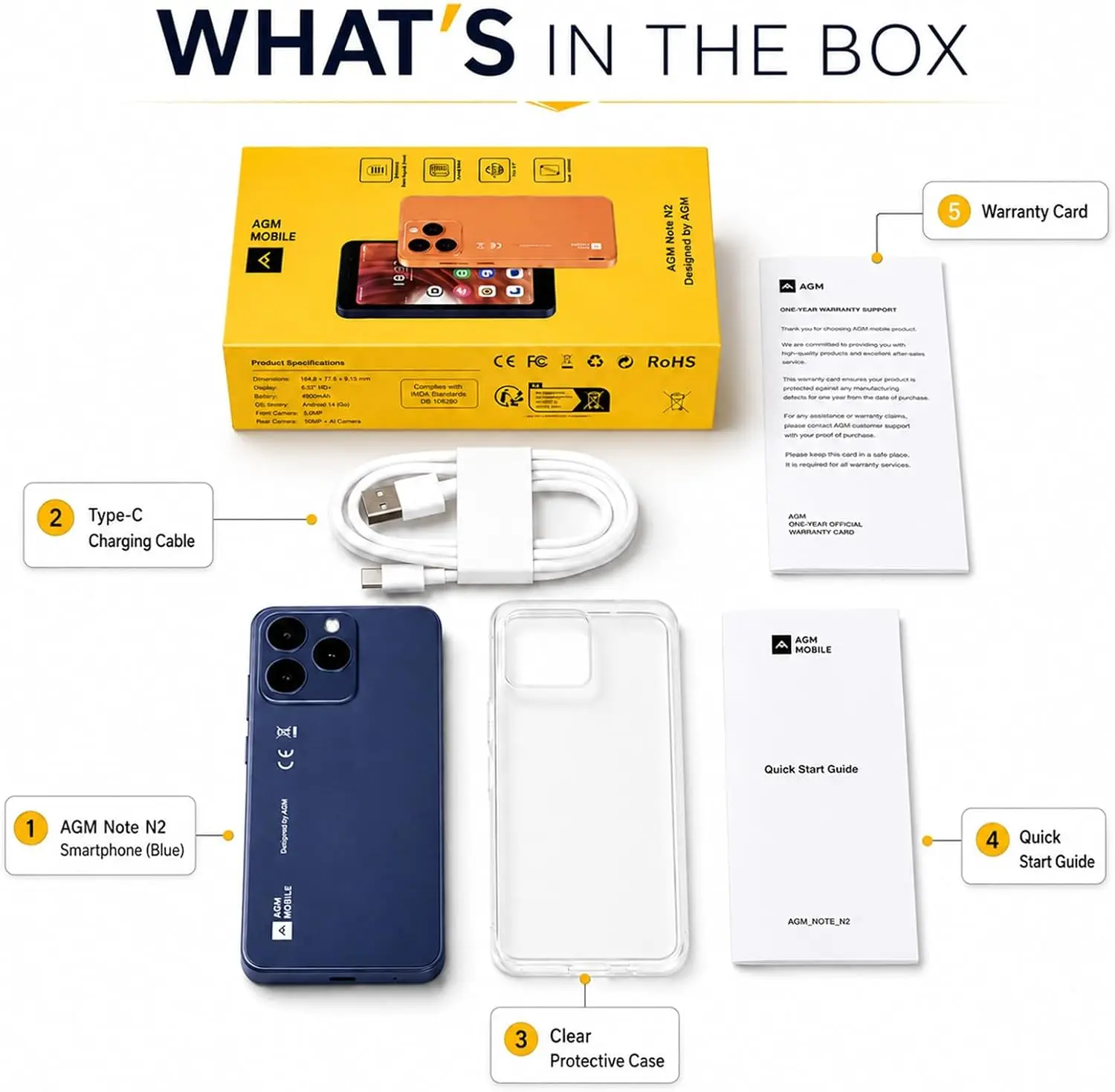 AGM N2 Mini Smartphone Compact Size 4.96 inch Display 3GB 32GB 3000mAh Removable Battery Android 16 GO System Lightweight Phone