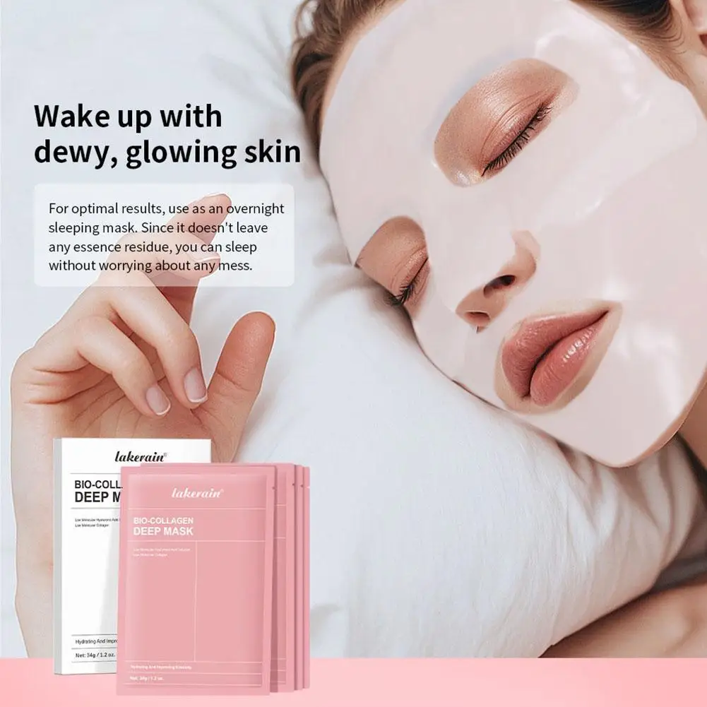 4Pcs/Box Bio-Collagen Real Deep Mask Night Moisturizing Mask Firming Nourish Brightening Moisturizing Skin Care