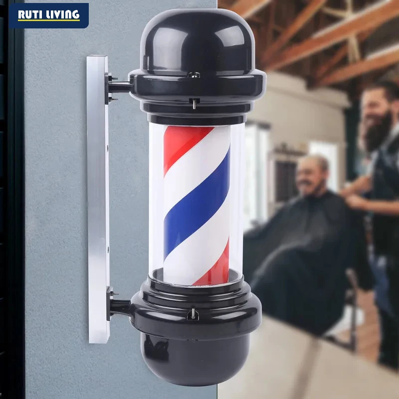 23.6 inch Barber Pole Light Easy Installation Sturdy Rotating Stripes Light Salon Sign for Indoor Hair Salon Outdoor Barbershop