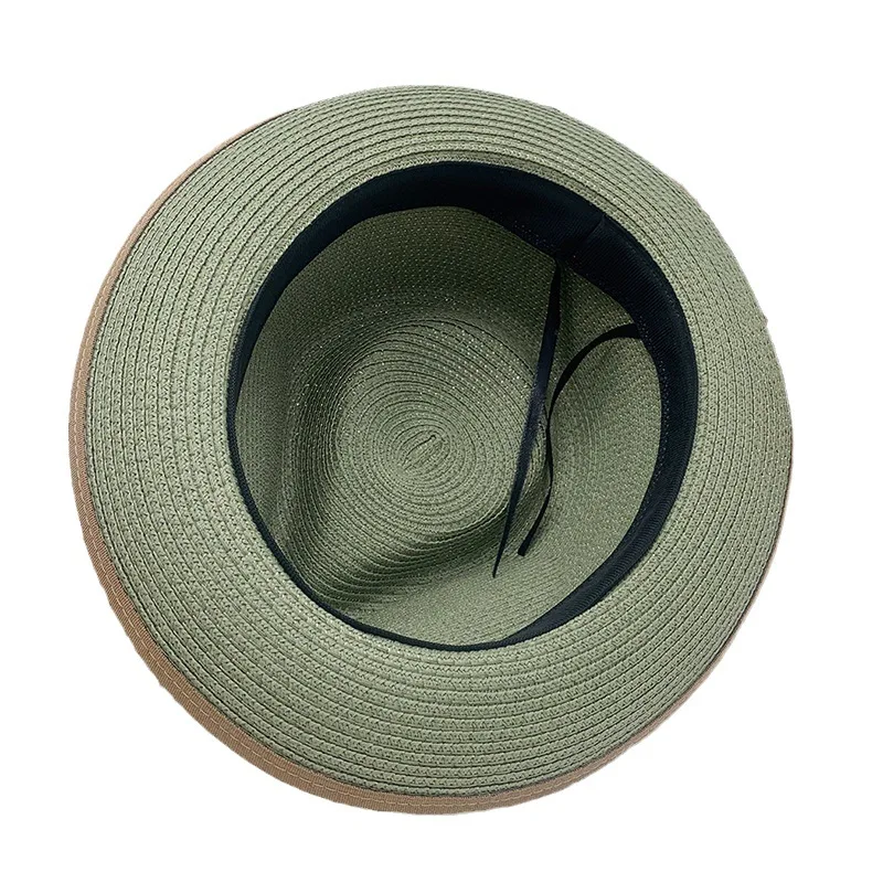 straw jazz hat for Men\'s and Women\'s Handmade Woven Sunshade Jazz Straw Hat with Summer Hat Binding and Color Matching Design