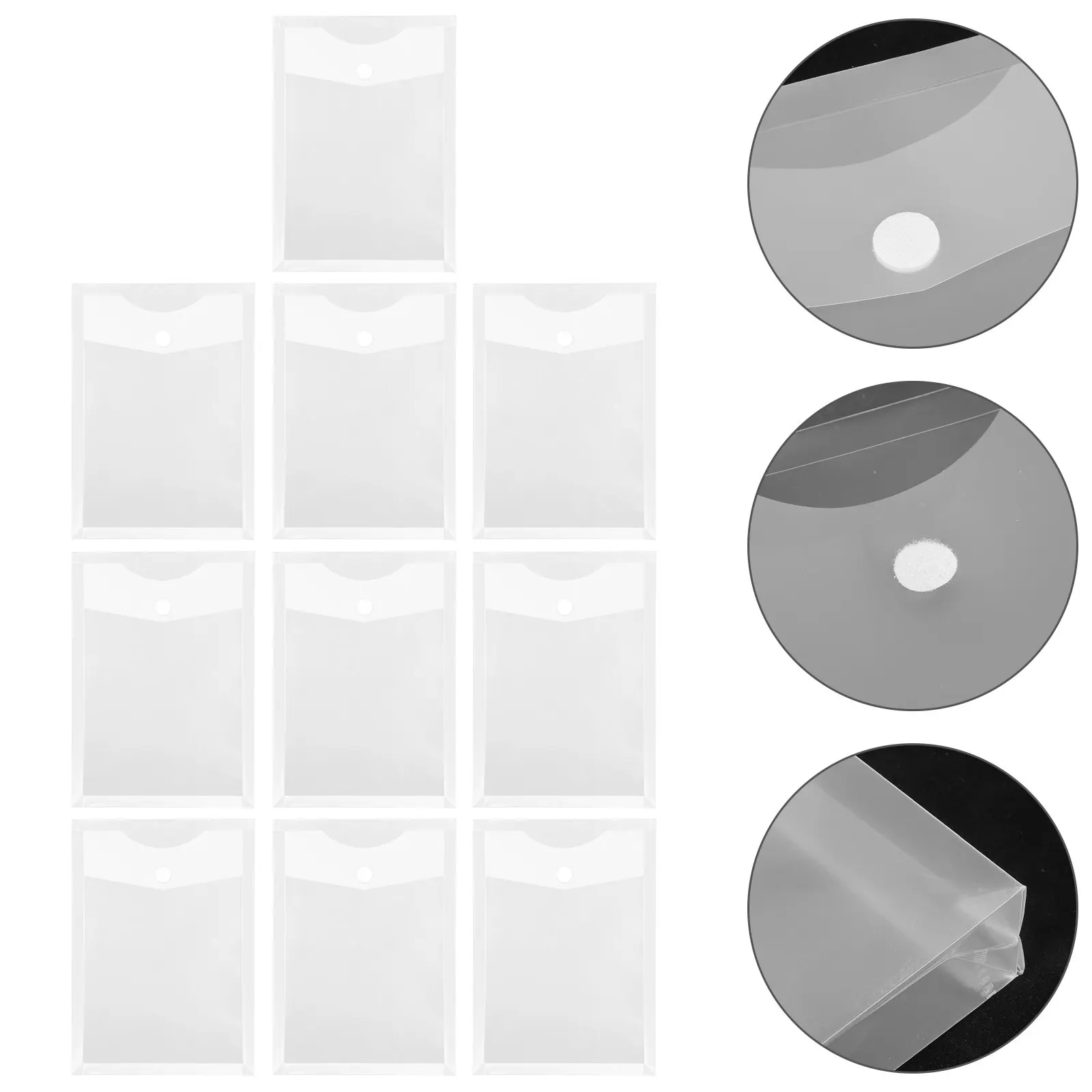 

10Pcs Transparent PP Document Organizer File Pocket with Reinforced Snap Button for Office School Home Use Clear File Storage