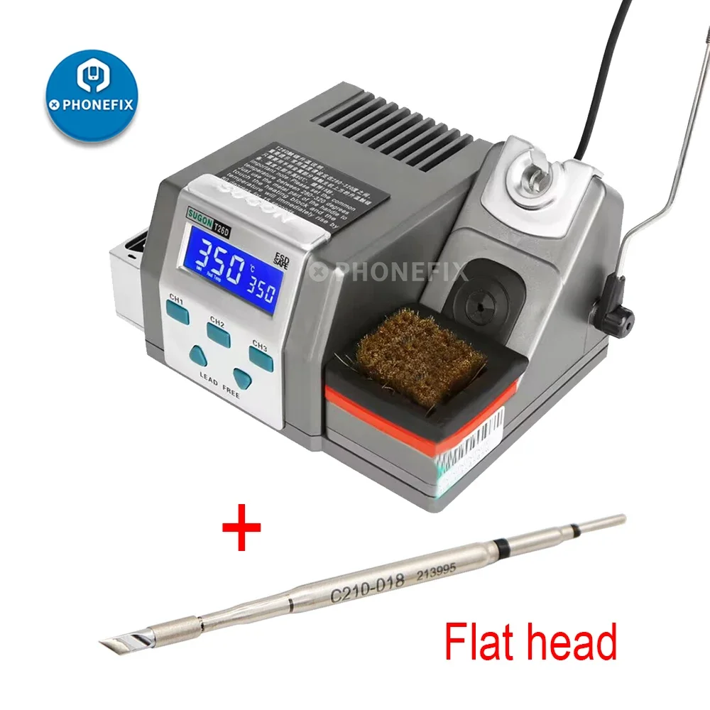 SUGON T26D Soldering Station with 3 Original C210 Soldering Iron Tip 2s Heating Fast Rework Station 80W Power Heating System