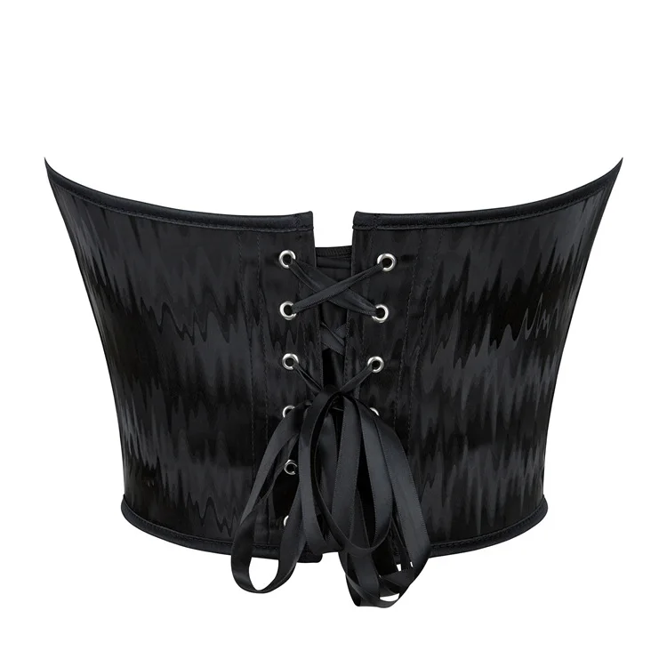 Zwarte rimpel bovenborst korsetten sexy vrouwen bustier crop tops gothic vintage body shaper lingerie korset