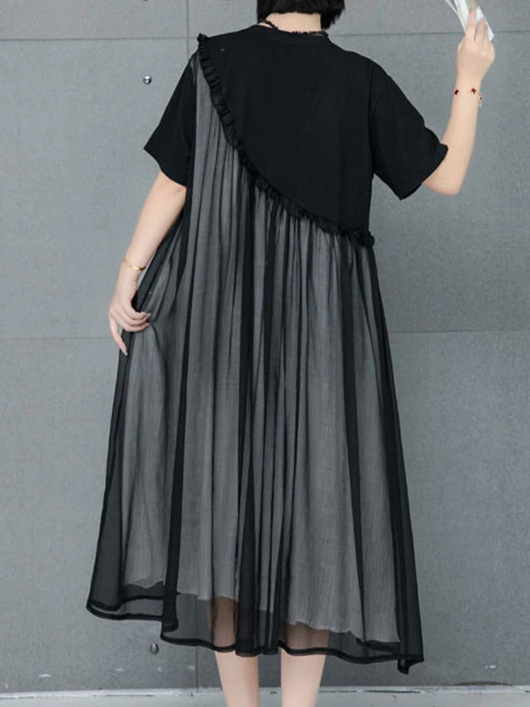 AmaxluluE Summer Chiffon Dot Ladies Dress Vintage Luxury Leisure Clothes Classic Fashion Cotton Elegant Harajuku Gothic Vestidos