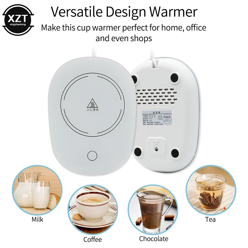 Heating Cup Thermostat Coaster USB/EU Plug for Home Office Daily Beverage Coffee Milk Cup Heating Mat
