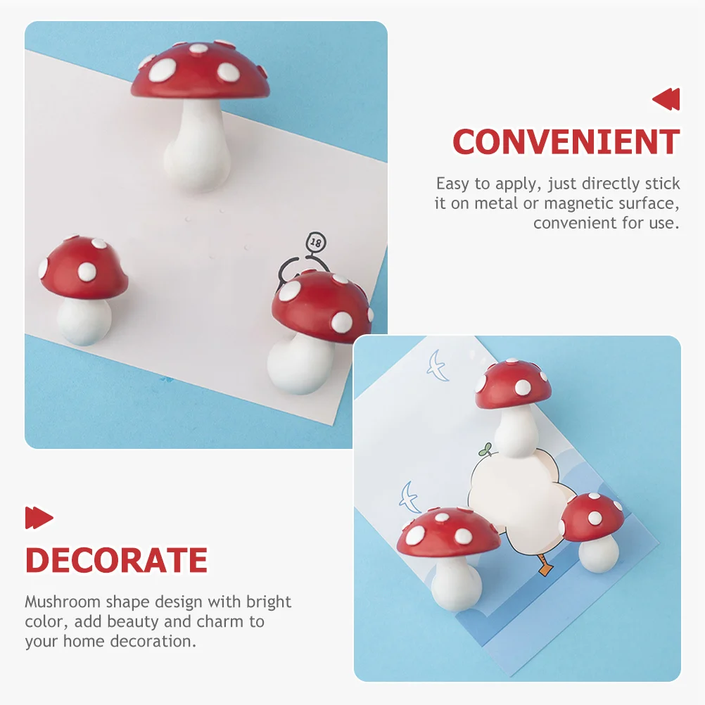 

3pcs Mushroom Fridge Magnets Decorative Set For Kitchen Refrigerator Whiteboard Locker Office Home Plant Shape Strong Adsorption