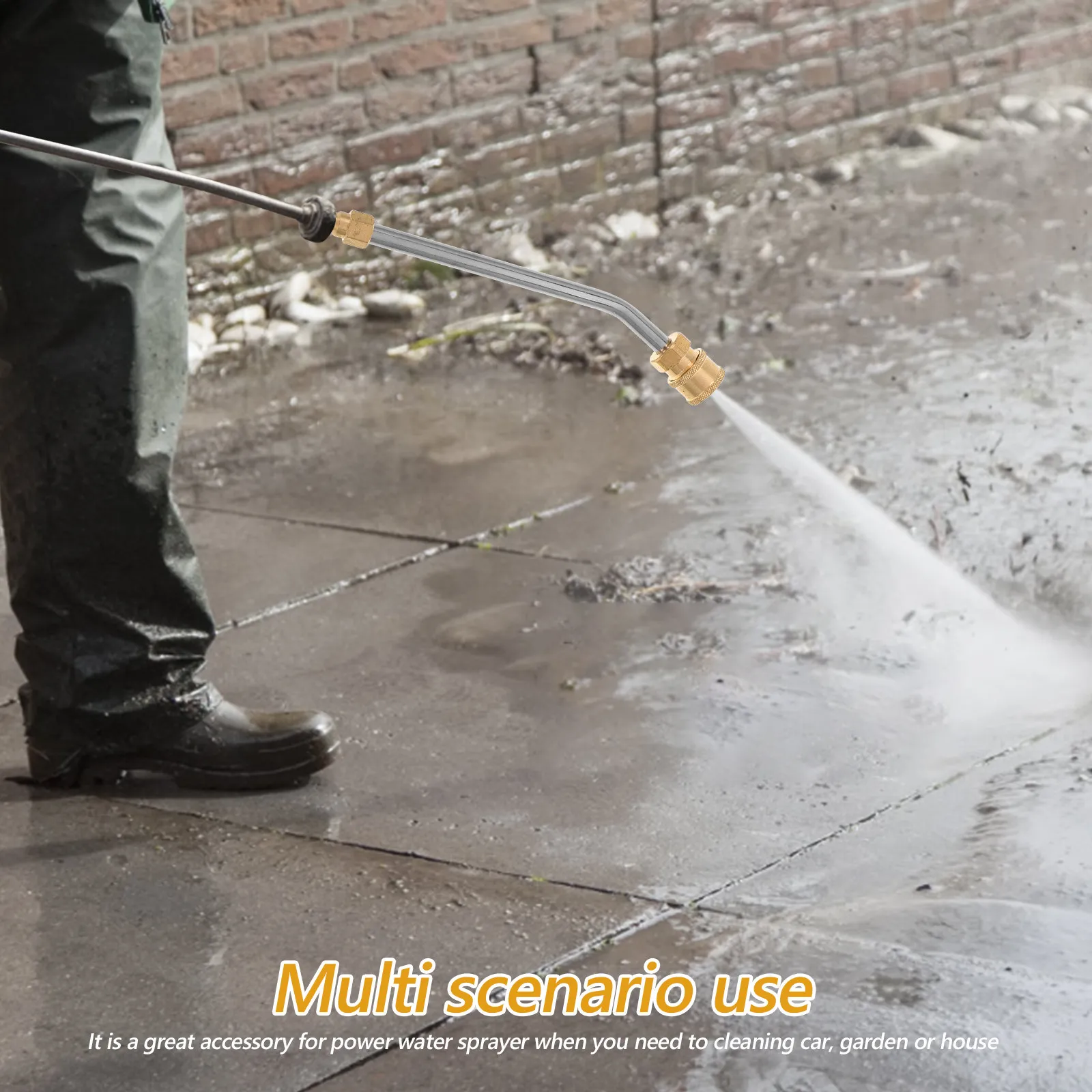 High Pressure Gun Bent Rod Nozzle 17cm Extension Washer 1 4 Female Socket Sprayer Wand Durable Stainless Steel Car