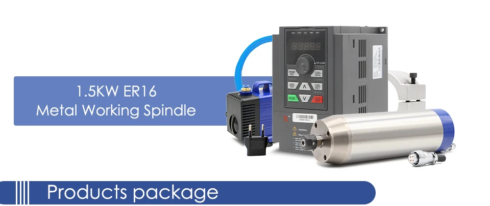 G-Penny 1,5 kW ER16 CNC-Spindelmotor, 80 mm, 110 V/220 V, Metallbearbeitungsspindel, VFD-Frequenzumrichter, Halterung, Wasserpumpe – Detail 1