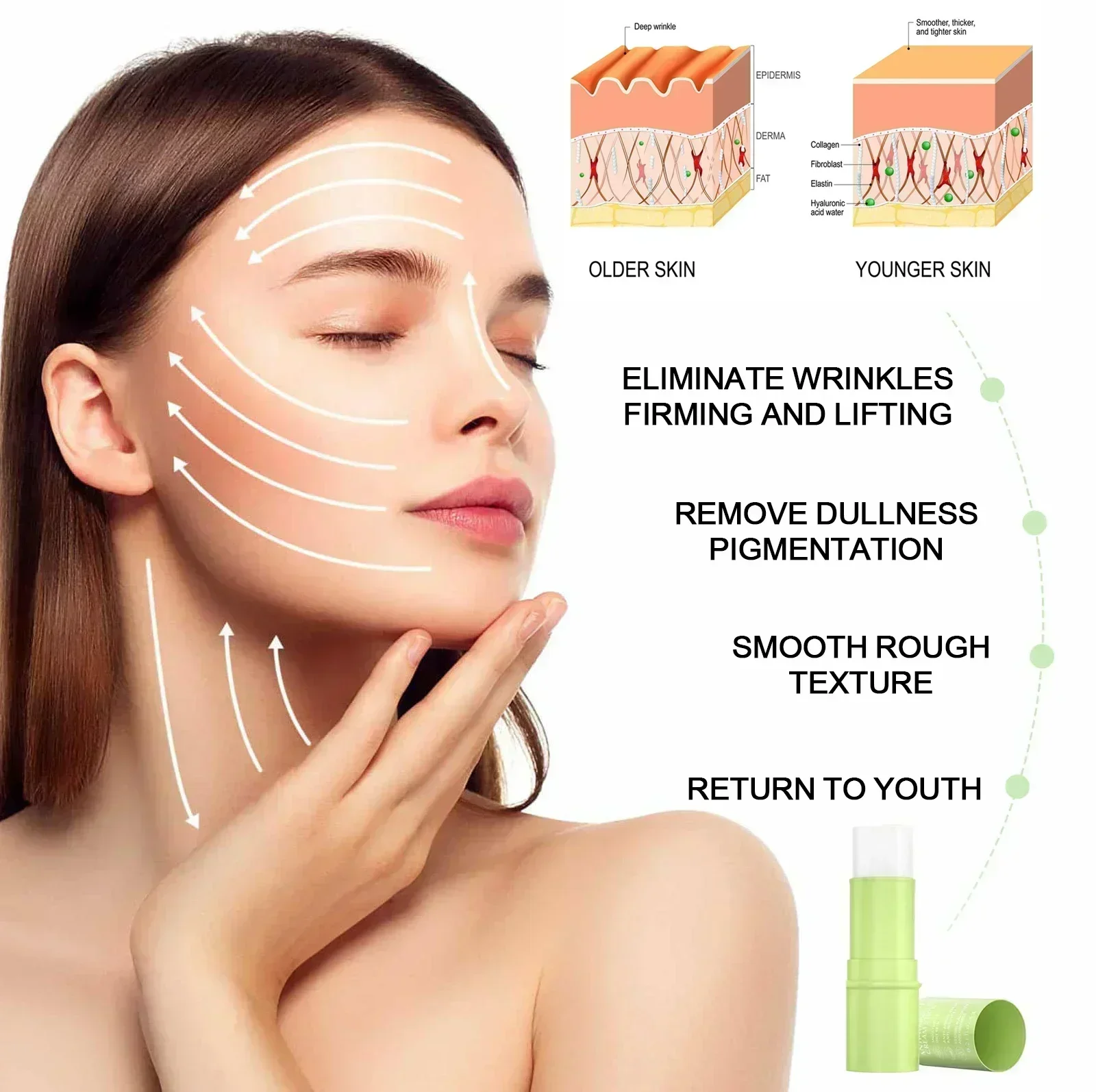 Instant Wrinkle Removal Balm Collagen Multi Bounce Stick Fade Fine Lines Firm Brighten Dull Skin Tone Cream Beauty Cosmetics