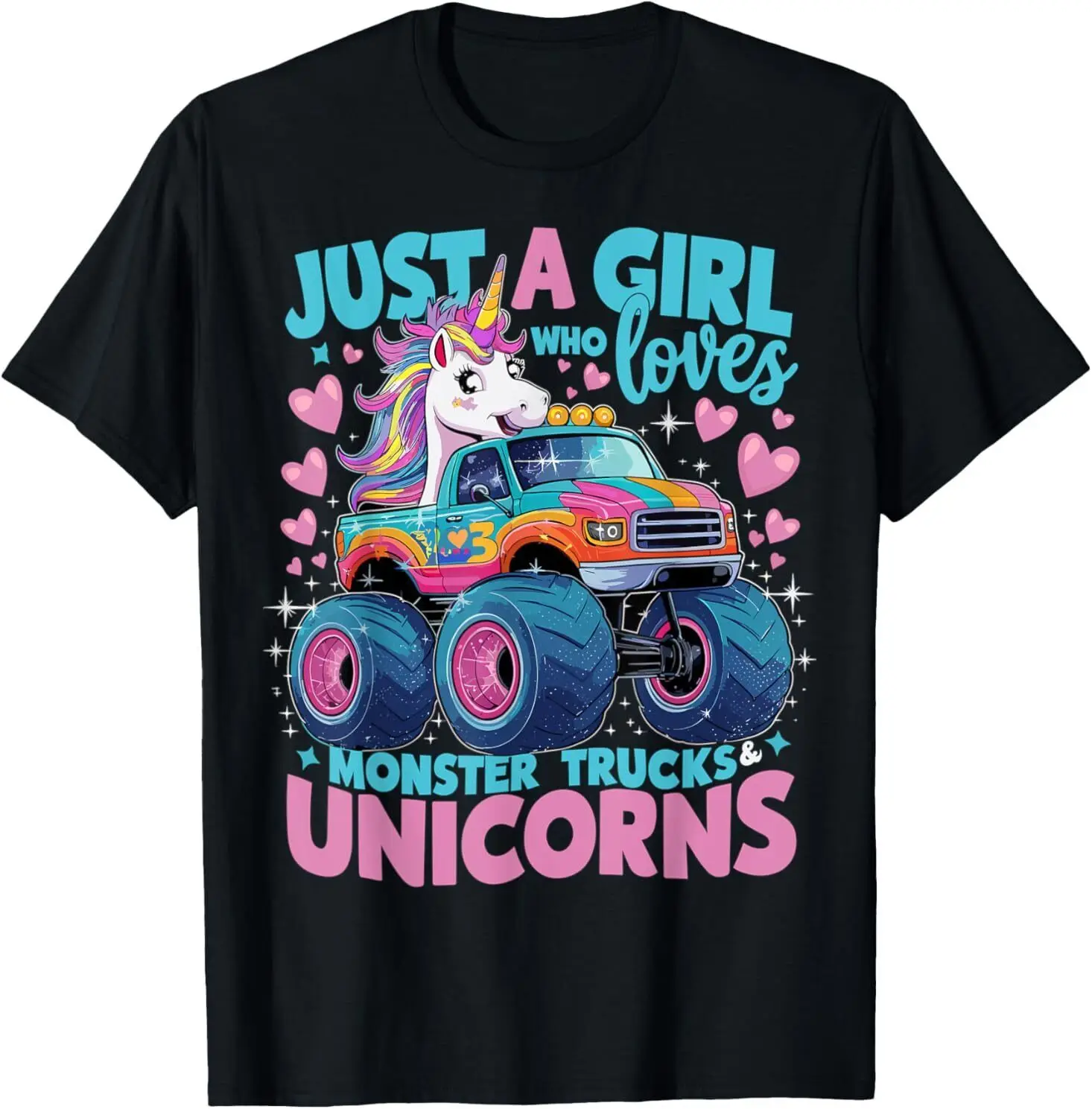 تي شيرت Just a Girl Who Loves Monster Trucks and Unicorns