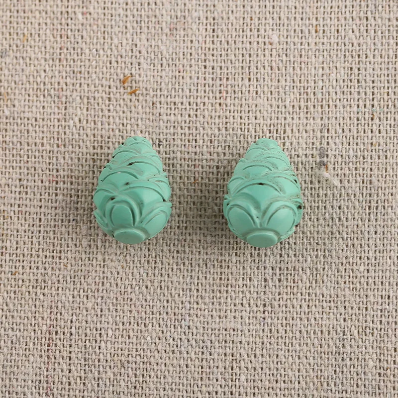 B&F Pine cone Turquoise Earring Beads, Handmade Natural stones beads, Polished Stones for jewelry Making Supplies