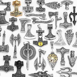 Viking Variety Weapons Men Pendant Necklace Stainless Steel Nordic Myth Chain Retro Rock Punk Rap for Friend Male Jewelry Gift