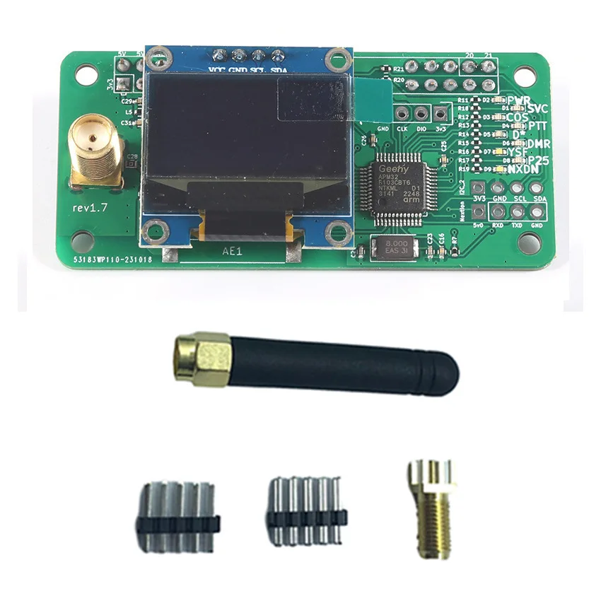 

DMR/P25/YSF/DSTAR MMDVM Gateway Hotspot | OLED Display & Antenna Expansion Board for Digital Radio